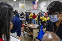 Volunteers; healthcare providers, and social service personnel assist homeless veterans at the Sgt. 1st Class Robert H. Yancey Sr. Stand Down at the National Guard Armory in Cherry Hill, New Jersey, Sept. 22, 2023. At the Stand Down, co-hosted by the New Jersey Department of Military and Veterans Affairs and Stand Down of South Jersey, veterans were provided access to healthcare, mental health screening, substance abuse counseling, social services, legal services, religious counseling, and winter clothing.